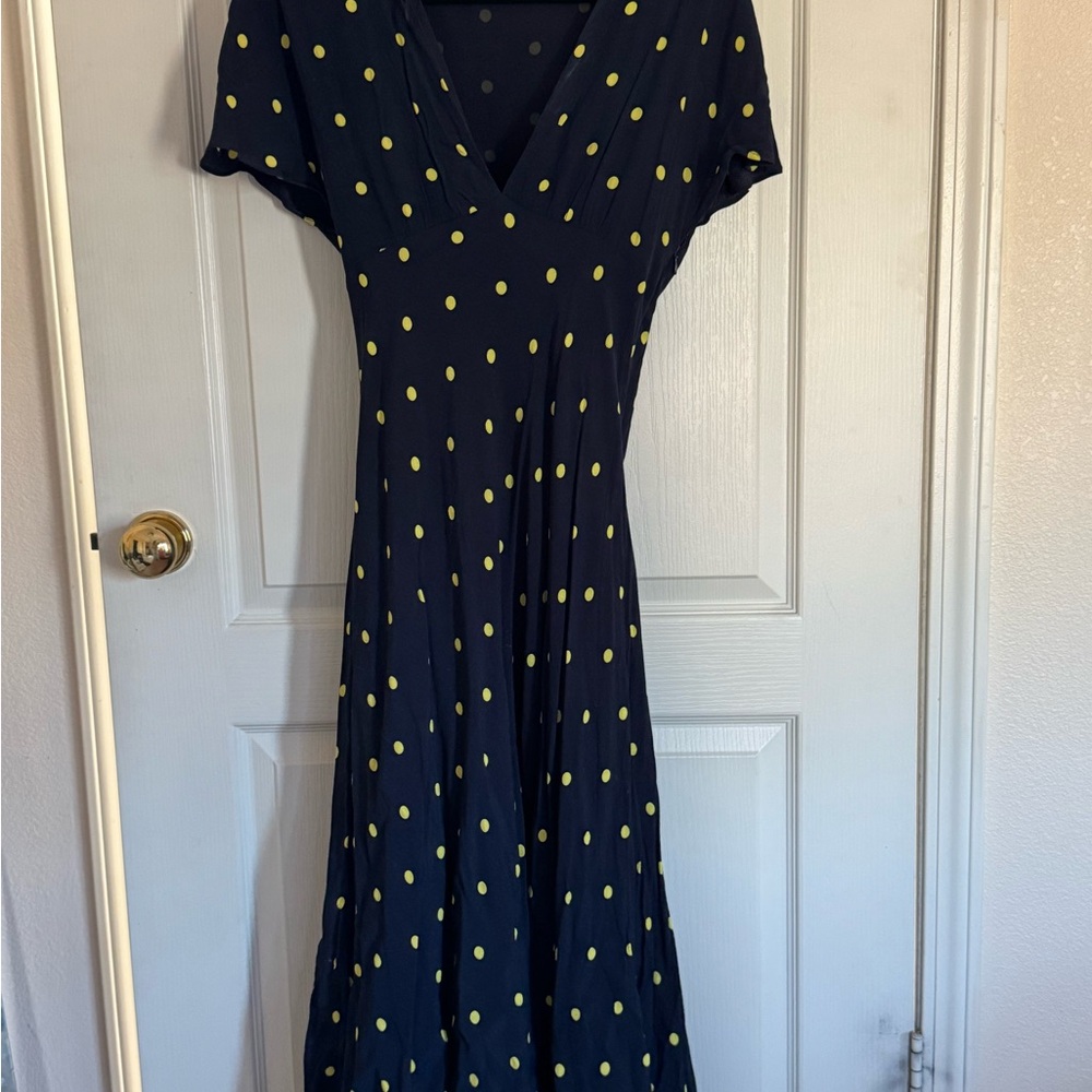 Zara Navy Dress with Yellow Polka Dots